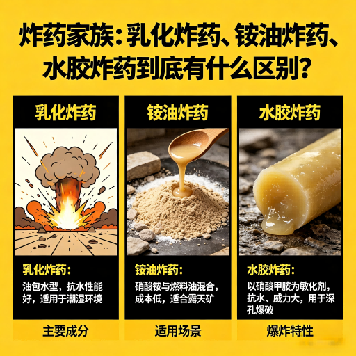 余干炸药家族：乳化炸药、铵油炸药、水胶炸药到底有什么区别？